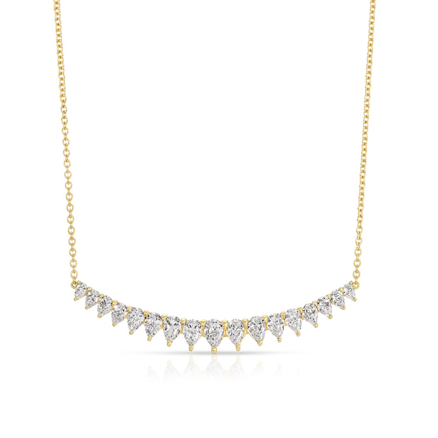 LARGE PEAR DIAMOND CRESCENT NECKLACE