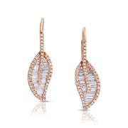 LEAF DROP EARRINGS WITH PAVE DIAMOND STEM