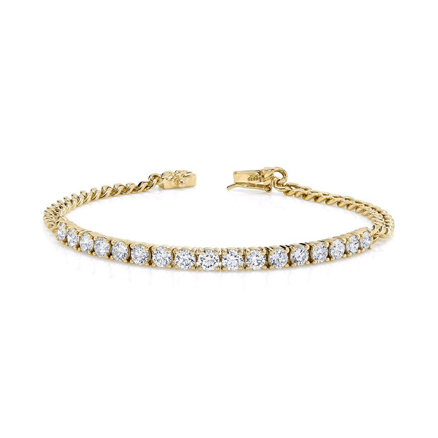 CUBAN LINK AND DIAMOND LINE BRACELET