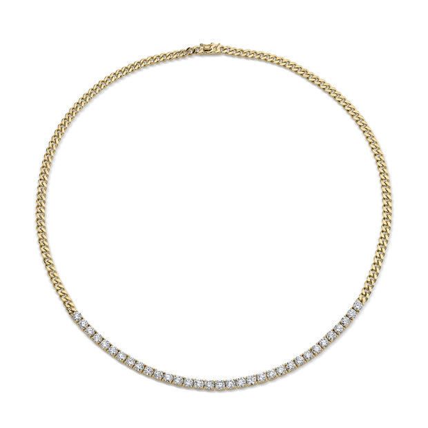 CUBAN LINK AND LONG LINE DIAMOND NECKLACE