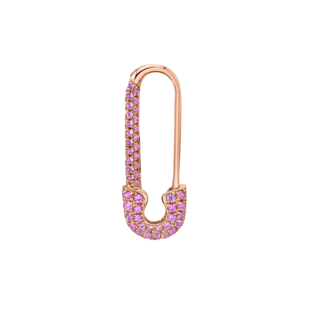 Pink Sapphire Safety Pin Earring Rose Gold / Left at Anita Ko