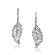 LEAF DROP EARRINGS WITH PAVE DIAMOND STEM