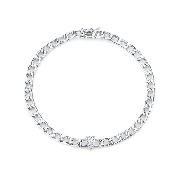 CHAIN BRACELET WITH PEAR DIAMOND CENTER