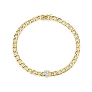 CHAIN BRACELET WITH PEAR DIAMOND CENTER