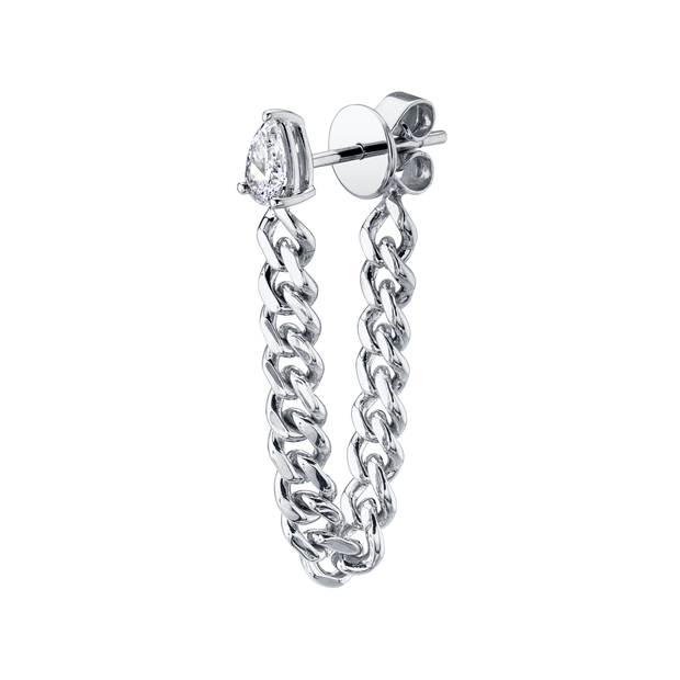 PEAR DIAMOND CUBAN LINK LOOP EARRING