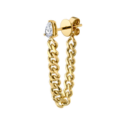 PEAR DIAMOND CUBAN LINK LOOP EARRING