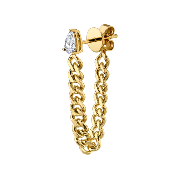 PEAR DIAMOND CUBAN LINK LOOP EARRING