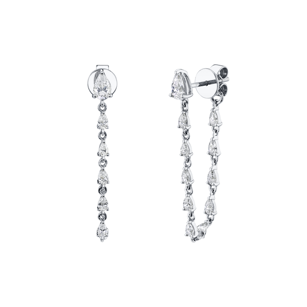 DIAMOND PEAR LOOP EARRINGS WITH PEAR STUD