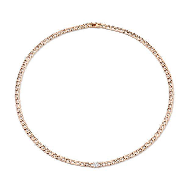 CHAIN LINK CHOKER WITH ROUND DIAMOND CENTER