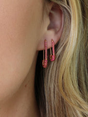 RUBY SAFETY PIN EARRING