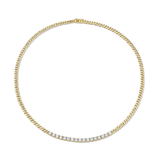 CUBAN LINK AND SHORT LINE DIAMOND NECKLACE