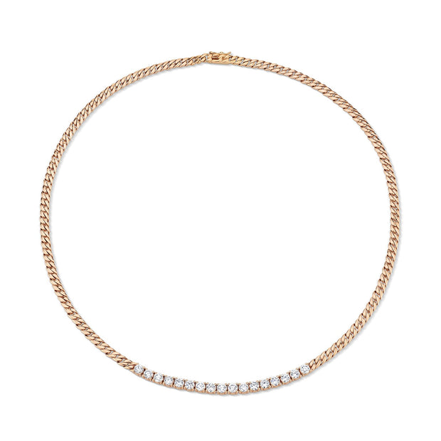 CUBAN LINK AND SHORT LINE DIAMOND NECKLACE