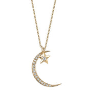 DIAMOND MOON AND STAR NECKLACE